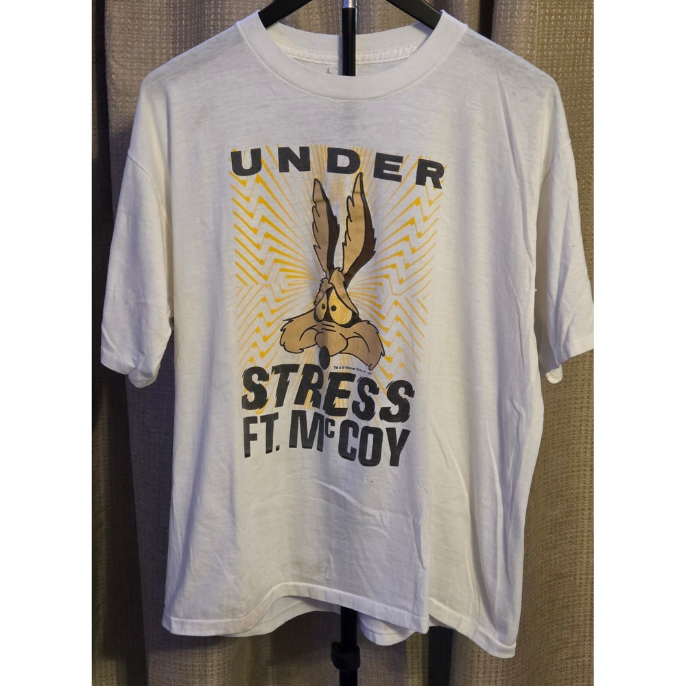 Vintage 90s Wile E Coyote Under Stress Ft. McCoy Single Stitch Shirt Men's Large
